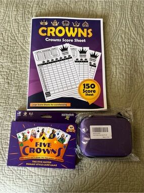 Crowns Score Sheets + Five Crowns Card Game Set in Purple